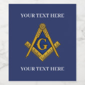 Vrijmetselaarsplein en kompas metselwerk wijn etiket (Enkel label)