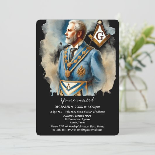 Vrijmetselaarsplein en kompas vrijmetselaar kaart (Staand voorkant)