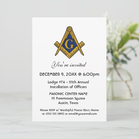 Vrijmetselaarsplein en kompas vrijmetselaar kaart (Staand voorkant)