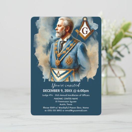 Vrijmetselaarsplein en kompas vrijmetselaar kaart (Staand voorkant)