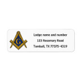 Vrijmetselaarsplein en kompas wit etiket (Voorkant)