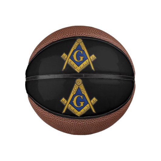 vrijmetselaarsplein en kompas zwart basketbal (Voorkant)