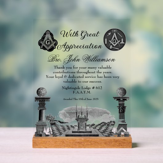 Vrijmetselaarsprijs Acryl Bord (Neutraal)