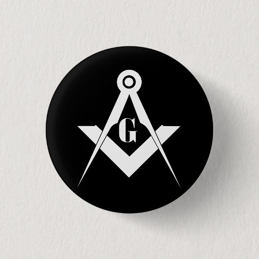 Vrijmetselaarssymbool Ronde Button 3,2 Cm (Voorkant)