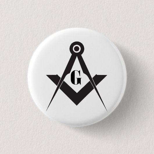 Vrijmetselaarssymbool Ronde Button 3,2 Cm (Voorkant)