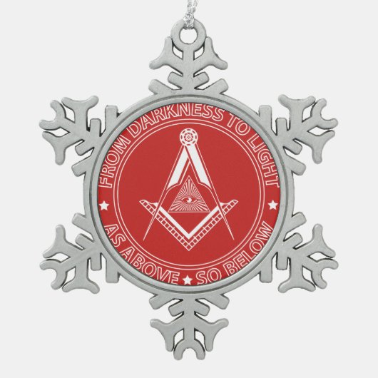 Vrijmetselaarssymbool Tin Sneeuwvlok Ornament (Voorkant)