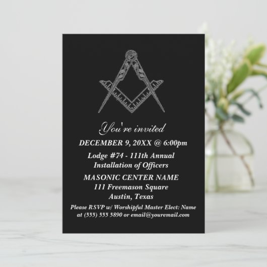 Vrijmetselarij Black Masonic Kaart (Staand voorkant)