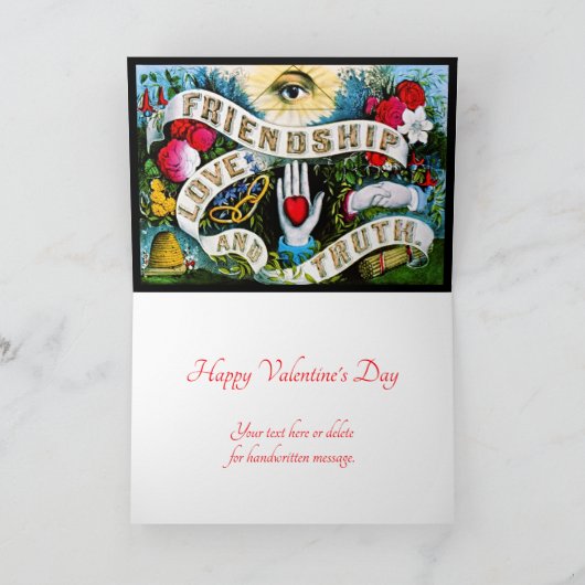 Vrijmetselarij Bloemig Romantisch Vriendschap Lie Kaart (Binnen)
