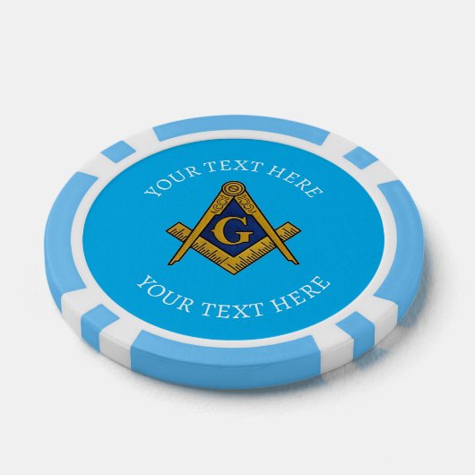 Vrijmetselarij Masonic Blue Square en Compass Poker Chips (Enkel)