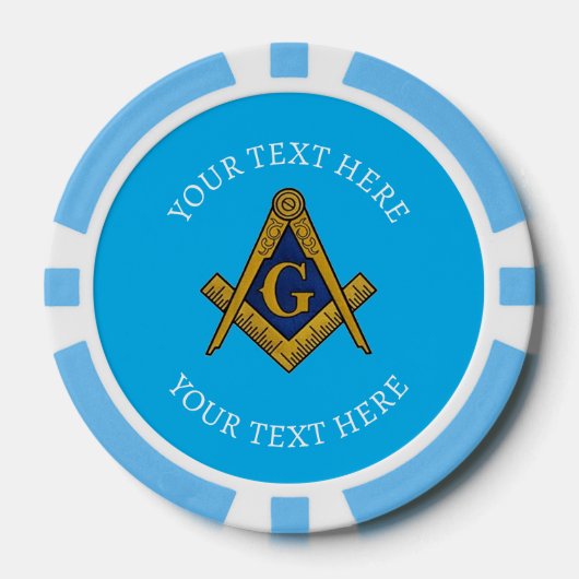 Vrijmetselarij Masonic Blue Square en Compass Poker Chips (Voorkant)