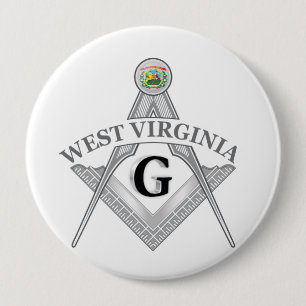 Vrijmetselarij symbool van de staat West Virginia Ronde Button 4,0 Cm