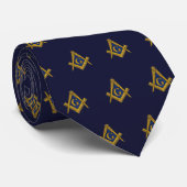 Vrijmetselarij Vrijmetselaar Marine Blauw Patroon Stropdas (Opgerold)