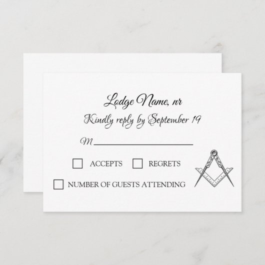 Vrijmetselarij vrijmetselaar RSVP (Voorkant / Achterkant)