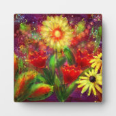 Vrijstaande kunstprint - Abstracte bloemenplaquett Fotoplaat (Voorkant)