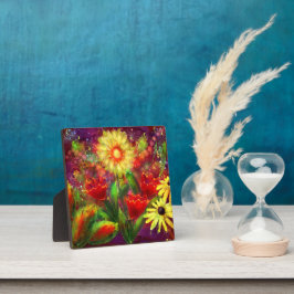 Vrijstaande kunstprint - Abstracte bloemenplaquett Fotoplaat