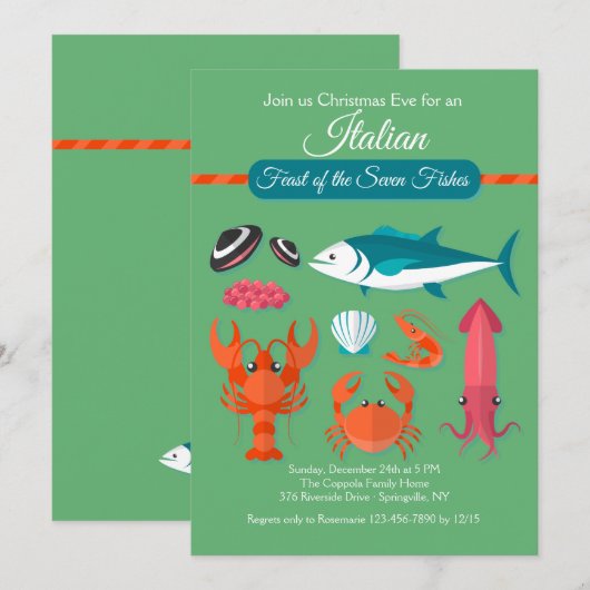 Vrijste van de zeven visuitnodigingen kaart (Voorkant / Achterkant)