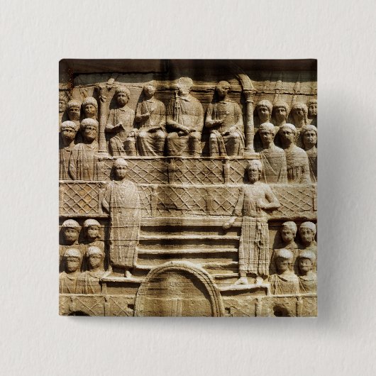 Vrijstelling op de basis van de Obelisk van Theodo Vierkante Button 5,1 Cm (Voorkant)