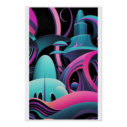 Vrijvloeiend Futurisme Perfect Poster (Voorkant)