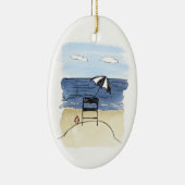 Vrijwaringsvoorzitter voor het strand keramisch ornament (Rechts)