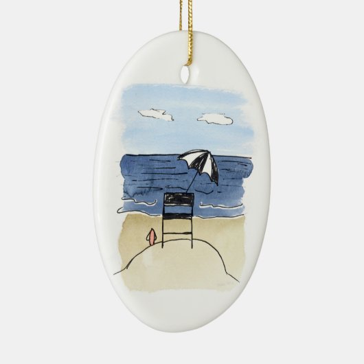 Vrijwaringsvoorzitter voor het strand keramisch ornament (Rechts)