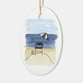 Vrijwaringsvoorzitter voor het strand keramisch ornament (Links)