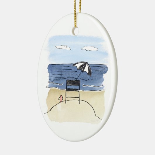 Vrijwaringsvoorzitter voor het strand keramisch ornament (Links)