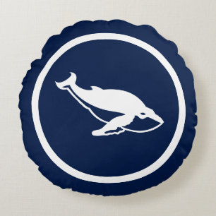Vrijwel marineblauwe walvissen nautisch rond kussen