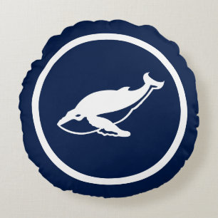 Vrijwel marineblauwe walvissen nautisch rond kussen