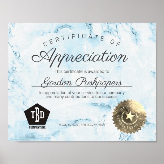 Vrijwillig bewijs van waardering van de werknemer poster (Voorkant)