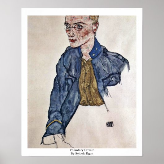 Vrijwillig particulier door Schiele Egon Poster (Voorkant)