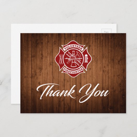 Vrijwillige brandweerman bedankt Briefkaart (Voorkant / Achterkant)