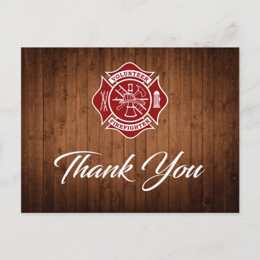 Vrijwillige brandweerman bedankt Briefkaart (Voorkant)