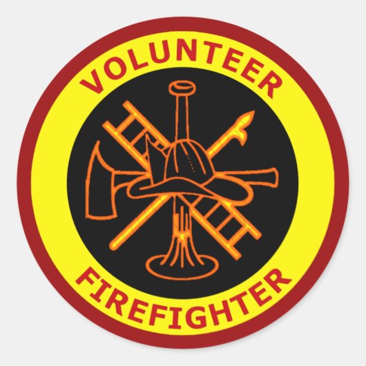 VRIJWILLIGE BRANDWEERMAN RONDE STICKER (Voorkant)