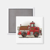 Vrijwillige Fire Truck Square Magnet (Voorkant / Achterkant)