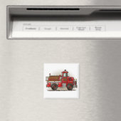 Vrijwillige Fire Truck Square Magnet (Insitu (Vaatwasser))