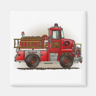 Vrijwillige Fire Truck Square Magnet