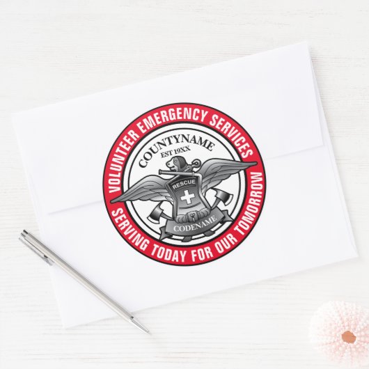 Vrijwillige hulpdiensten RED Ronde Sticker (Envelop)