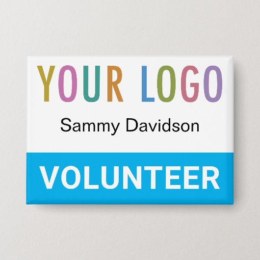 Vrijwillige Pin Back Badge Naam Button met Logo (Voorkant)