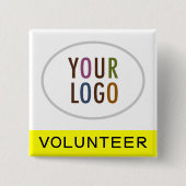 Vrijwillige Pinback Badge Custom Logo Yellow Squar Vierkante Button 5,1 Cm (Voorkant)