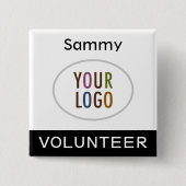 Vrijwillige Pinback Badge met Logo Black Square Vierkante Button 5,1 Cm (Voorkant)