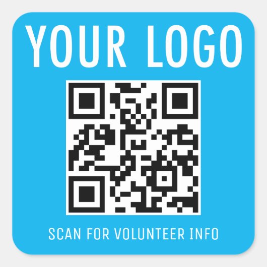 Vrijwillige QR Code Stickers Custom Logo Sky Blue (Voorkant)