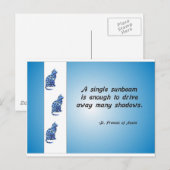 Vrijwillige waardering Cat en Sunbeam Quote Briefkaart (Voorkant / Achterkant)
