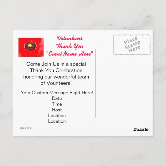 Vrijwilliger Bedankt Evenement Post Card Uitnodigi Briefkaart (Achterkant)
