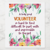 Vrijwilliger Bedankt Vrijwilligersappreciatie cade Wijn Etiket (Enkel label)