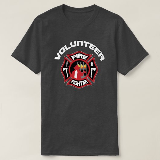 Vrijwilliger Brandweerman Moderne Badge T-shirt (Design voorkant)