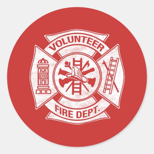 Vrijwilliger Brandweerman Sticker Rood (Voorkant)