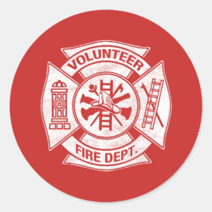 Vrijwilliger Brandweerman Sticker Rood