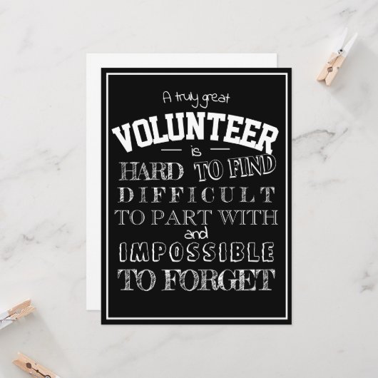 Vrijwilliger Dank u het zwarte manuscript van de G Kaart (Voorkant / Achterkant in situ)