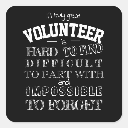 Vrijwilliger Dank u het zwarte manuscript van de G Vierkante Sticker (Voorkant)