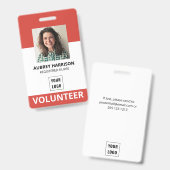 Vrijwilliger Eenvoudige Foto ID Badge (Voor- en achterkant)